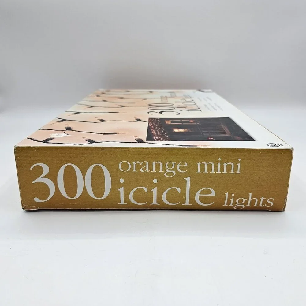 Orange Mini Icicle Christmas Lights 300 Mini Bulbs Indoor Outdoor 18 in OPEN BOX